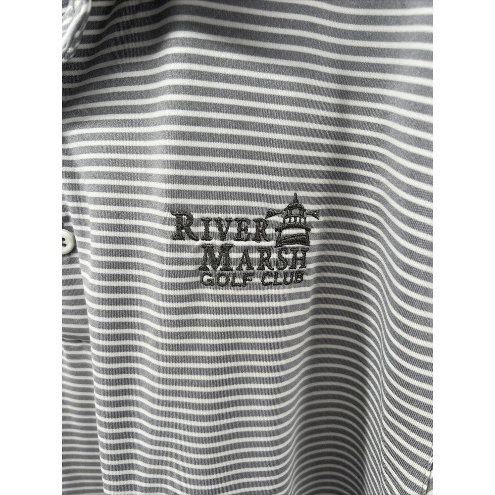 Under Armour Loose Heat Gear Mens White Gray Striped Short Sleeve Polo Shirt L - Picture 3 of 6